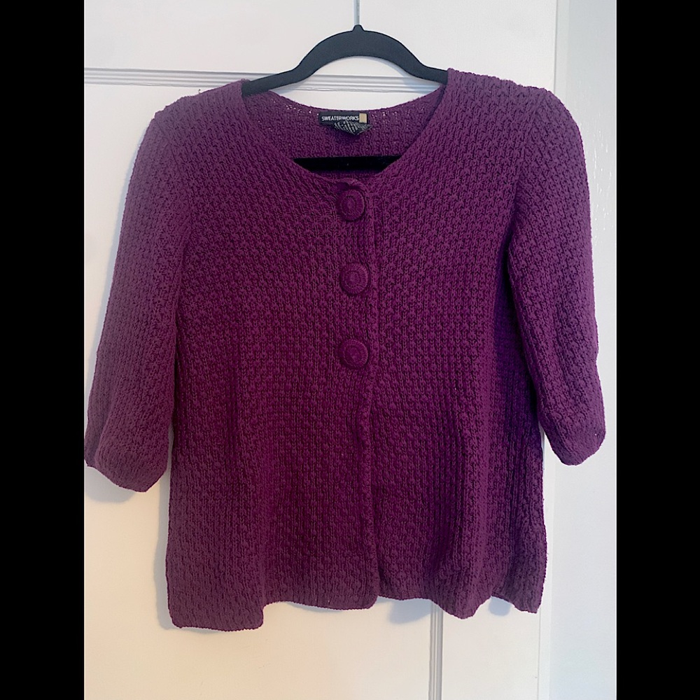 Sweaterworks purple 3/4 sleeve sweater